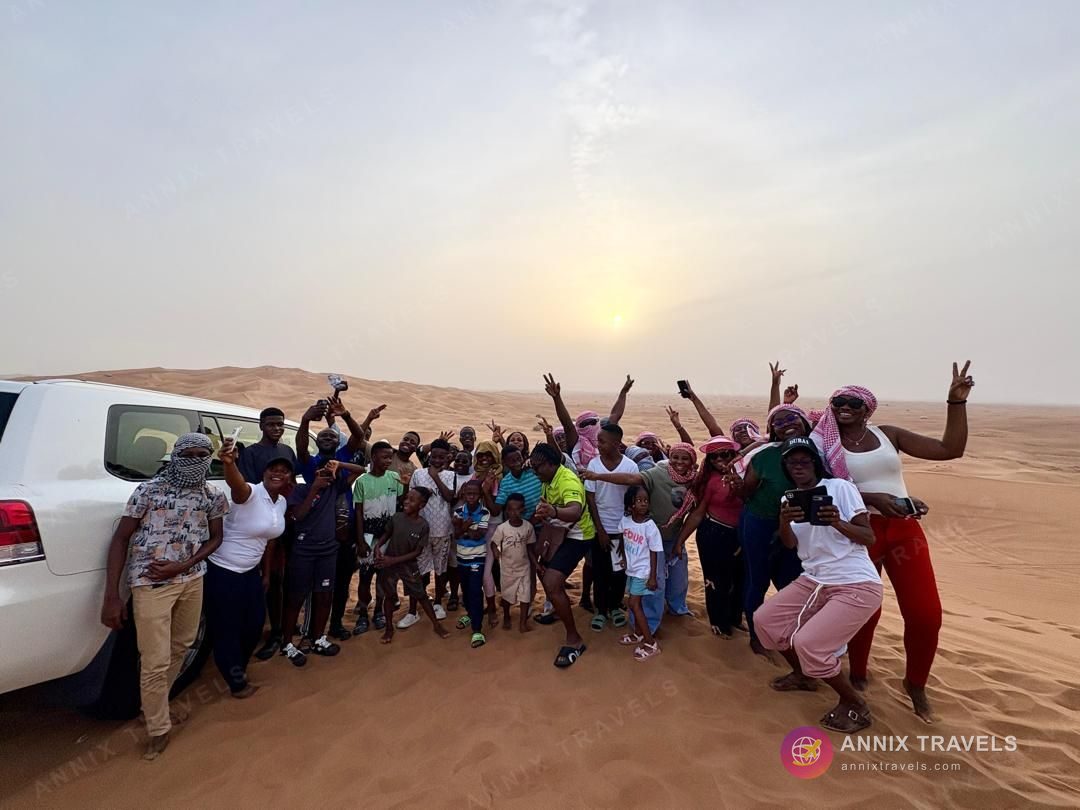 A tour group in the Dubai desert